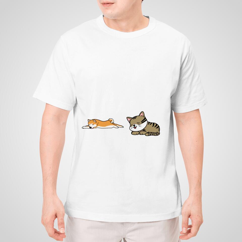Personalisiertes T-Shirt - 20% Baumwolle - 80% Tierhaare mit 1-6 Hunden/Katzen - Lazy Pets