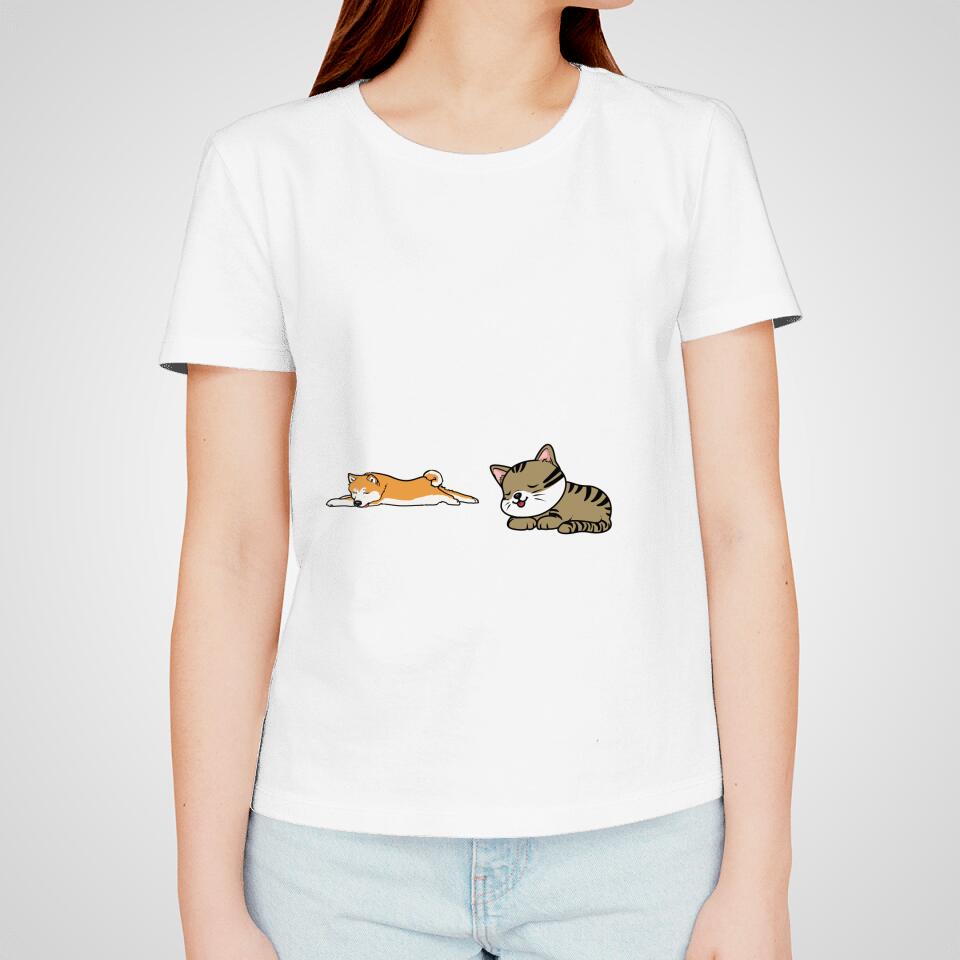 Personalisiertes T-Shirt - 20% Baumwolle - 80% Tierhaare mit 1-6 Hunden/Katzen - Lazy Pets