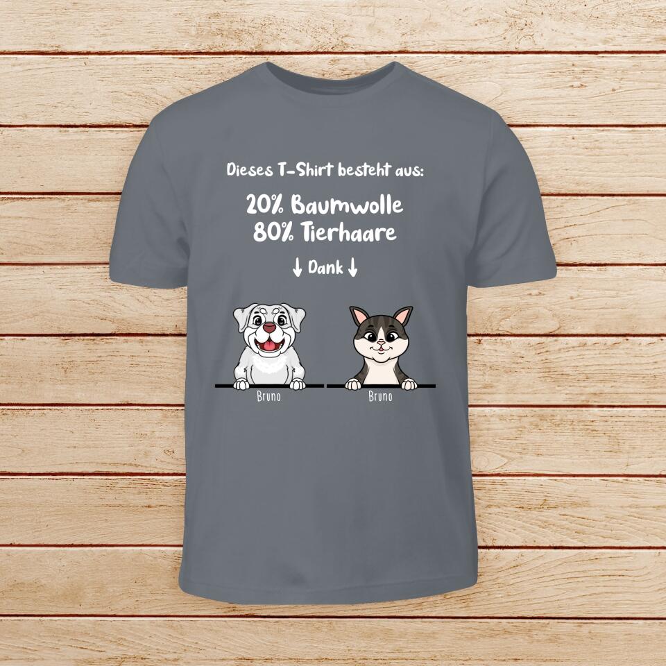 Personalisiertes Baby/Kinder T-Shirt - 20% Baumwolle - 80% Tierhaare mit 1-6 Hunden/Katzen