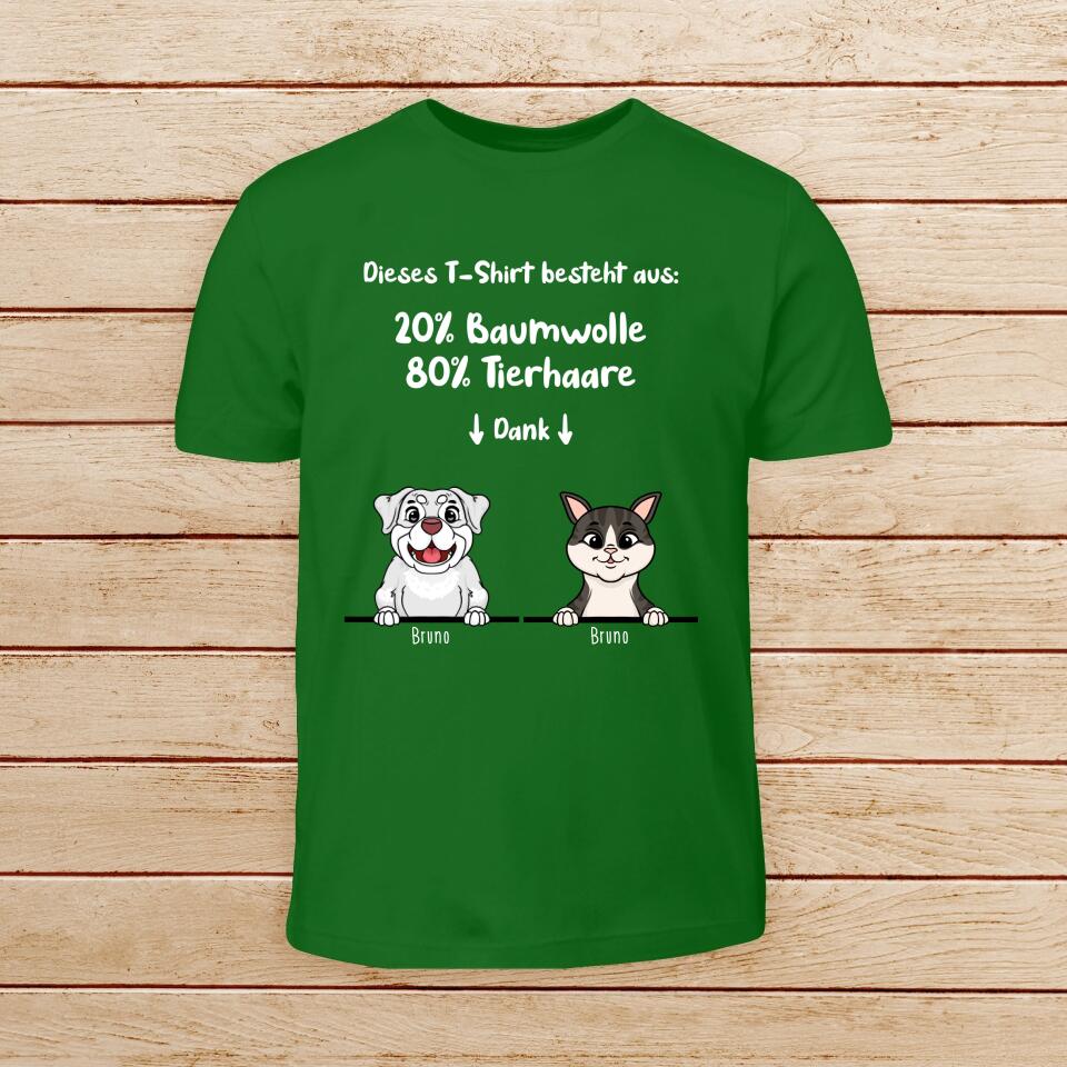 Personalisiertes Baby/Kinder T-Shirt - 20% Baumwolle - 80% Tierhaare mit 1-6 Hunden/Katzen