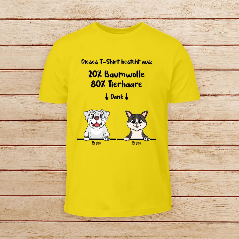 Personalisiertes Baby/Kinder T-Shirt - 20% Baumwolle - 80% Tierhaare mit 1-6 Hunden/Katzen