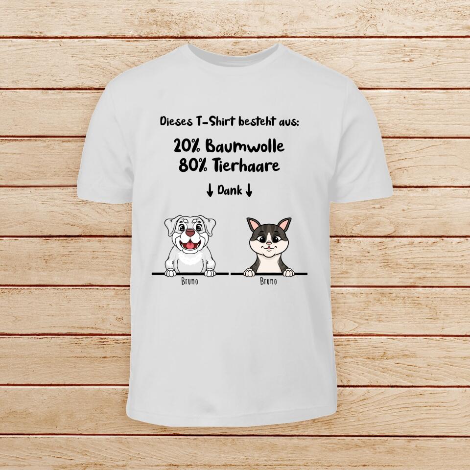 Personalisiertes Baby/Kinder T-Shirt - 20% Baumwolle - 80% Tierhaare mit 1-6 Hunden/Katzen