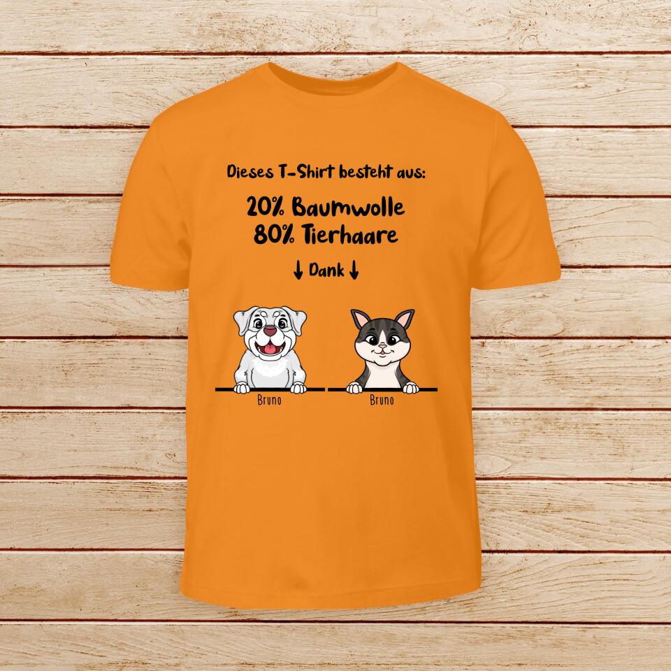 Personalisiertes Baby/Kinder T-Shirt - 20% Baumwolle - 80% Tierhaare mit 1-6 Hunden/Katzen