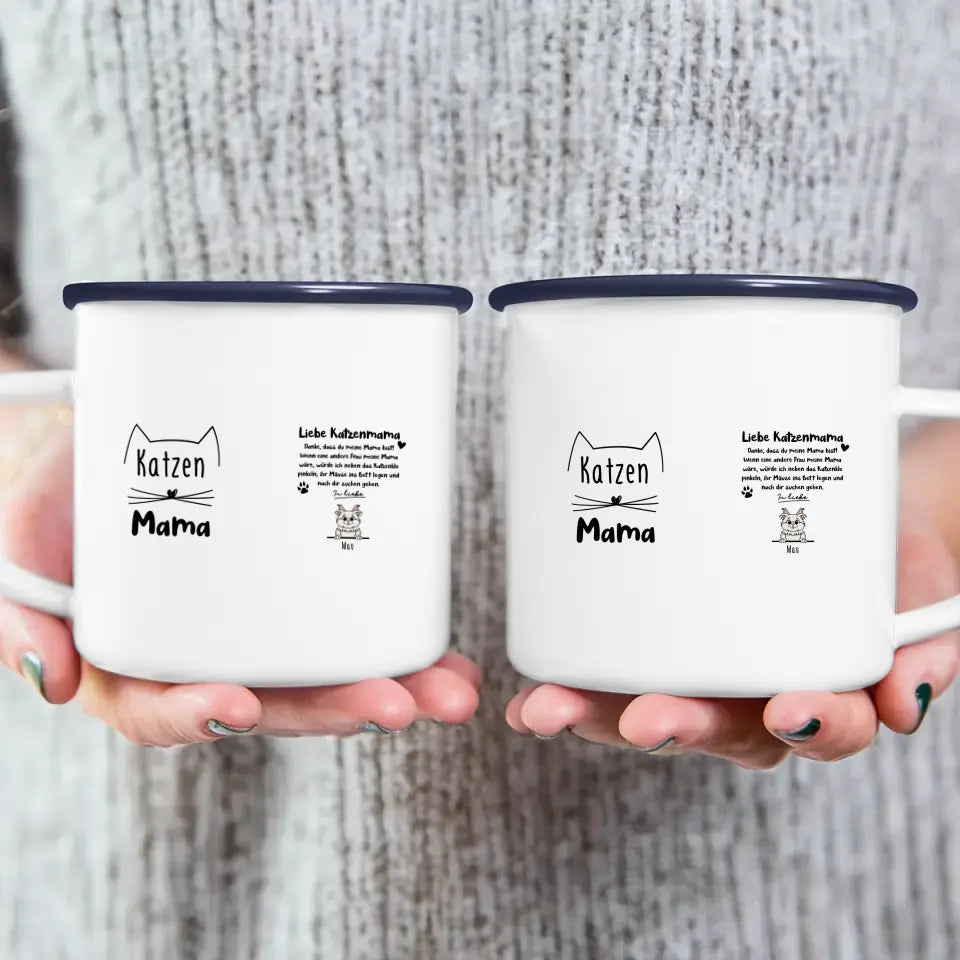 Personalisierte Tasse - Katzenmama/Katzenpapa (1-6 Katzen) (gezeichnet)