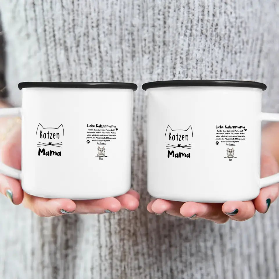 Personalisierte Tasse - Katzenmama/Katzenpapa (1-6 Katzen) (gezeichnet)