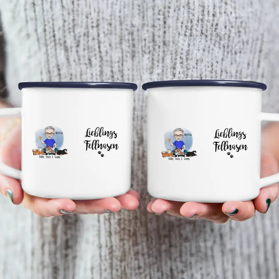 Personalisierte Tasse Hundepapa/Katzenpapa/Tierpapa (1-8 Hunde/Katzen)