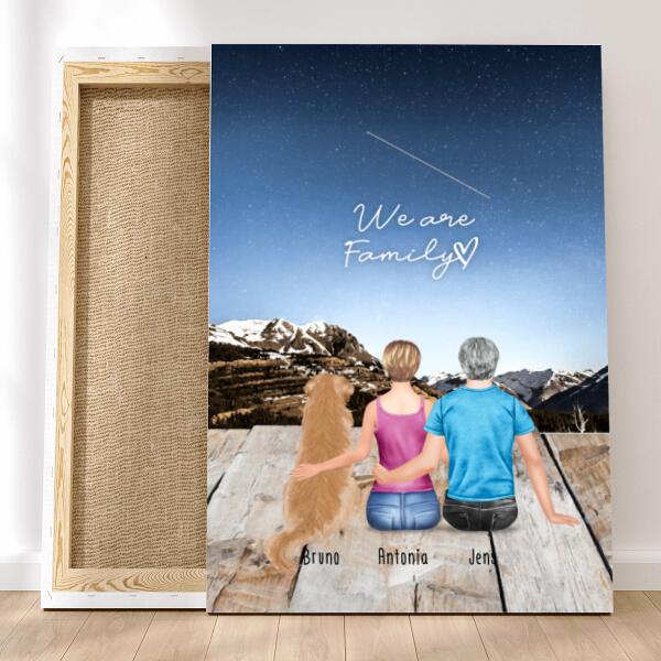 Personalisierte Leinwand - 1 Frau+ 1 Mann + 1 Hund/Katze