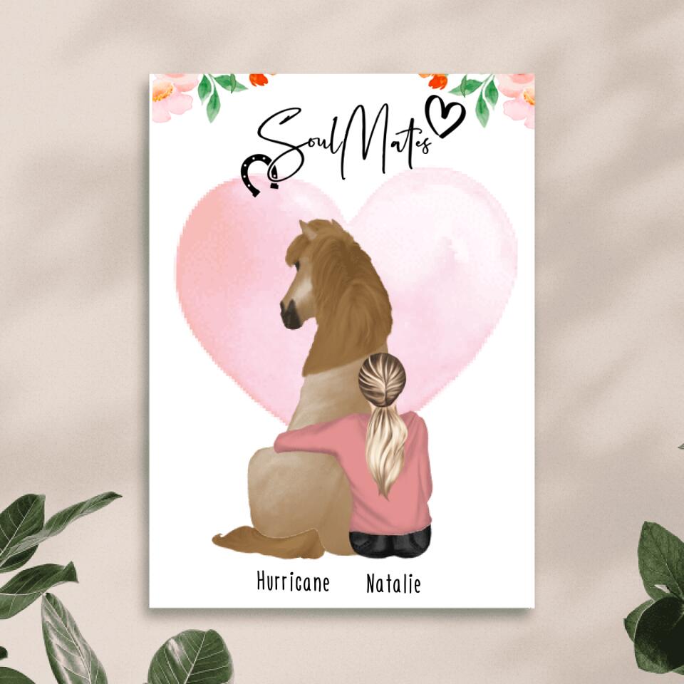 Personalisiertes Pferde Poster (1-2 Frauen + 1-2 Pferde/Ponys/Zwergponys)